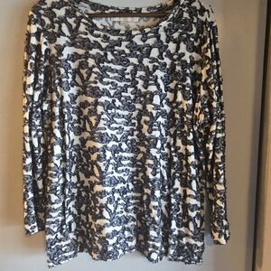 LOFT Navy and White Textured Blouse sz 16/18